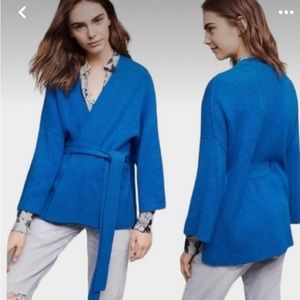Anthropologie Sleeping on Snow Blue Wrap Cardigan  Size S